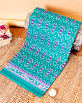 Traditional Voile Cotton Saree with All Over Ikkat Motifs and Zari Woven Border - Blue