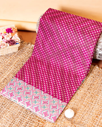 Traditional Voile Cotton Saree with Butti and Bandhani Inspired Border - Purple