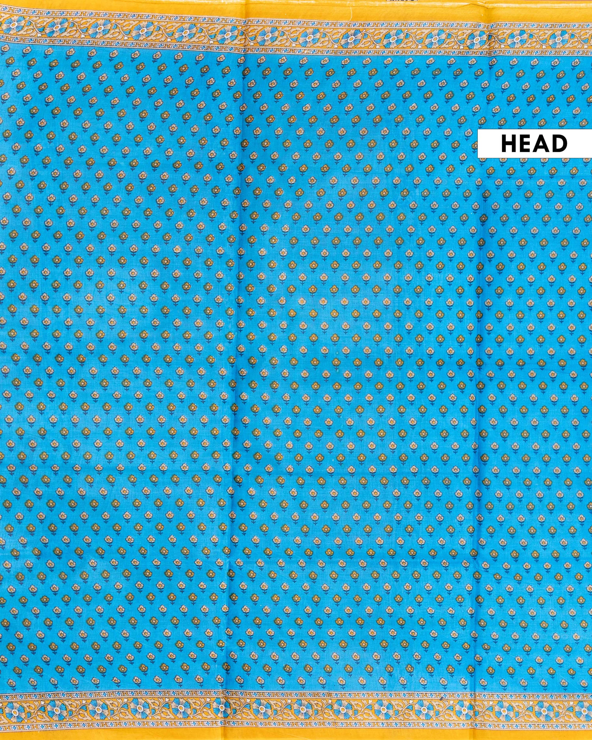 Traditional Voile Cotton Saree with Intricate Floral and Border Design - Blue