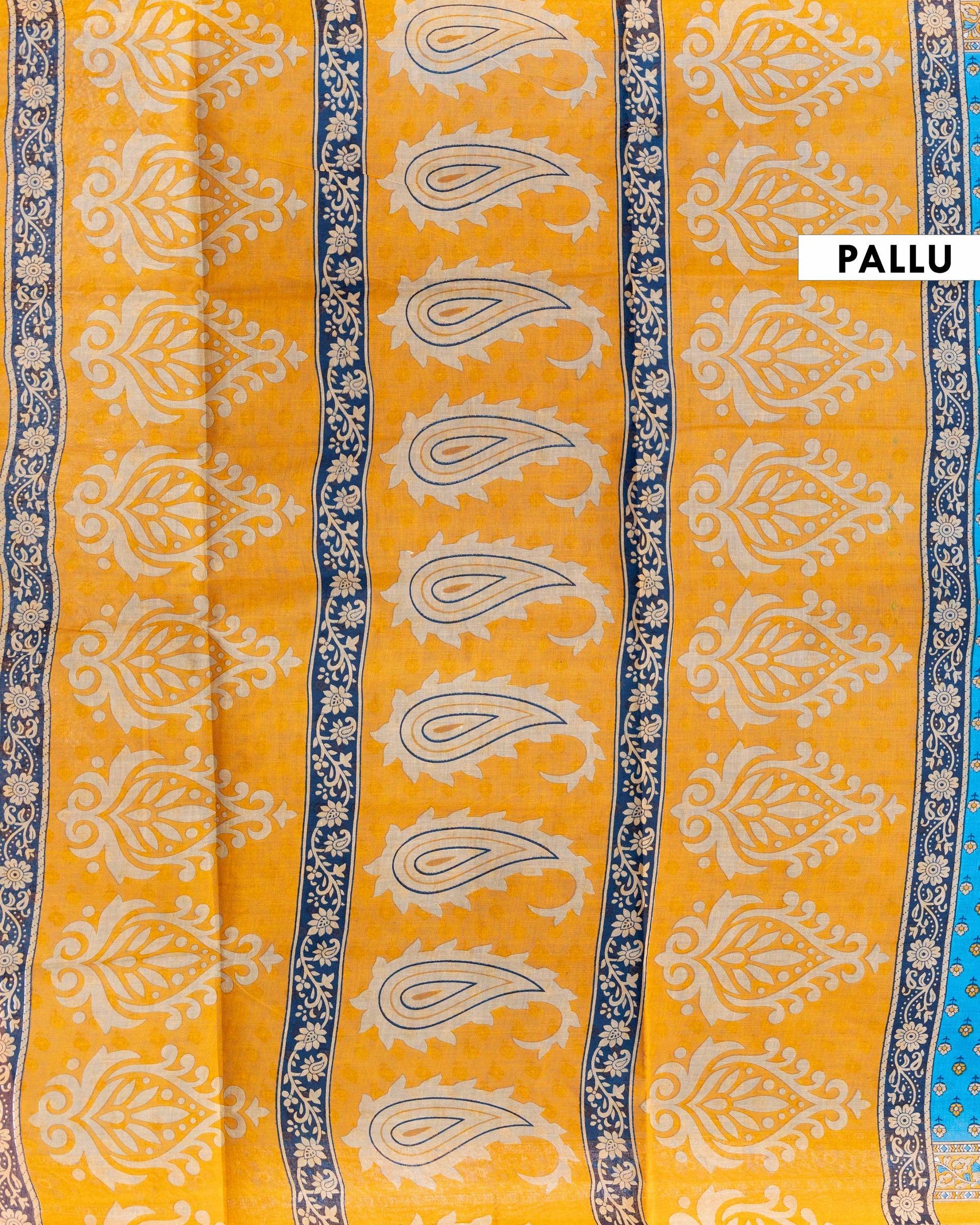 Traditional Voile Cotton Saree with Intricate Floral and Border Design - Blue