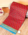 Traditional Voile Cotton Saree with Traditional Floral Print and Contrasting Border - Red