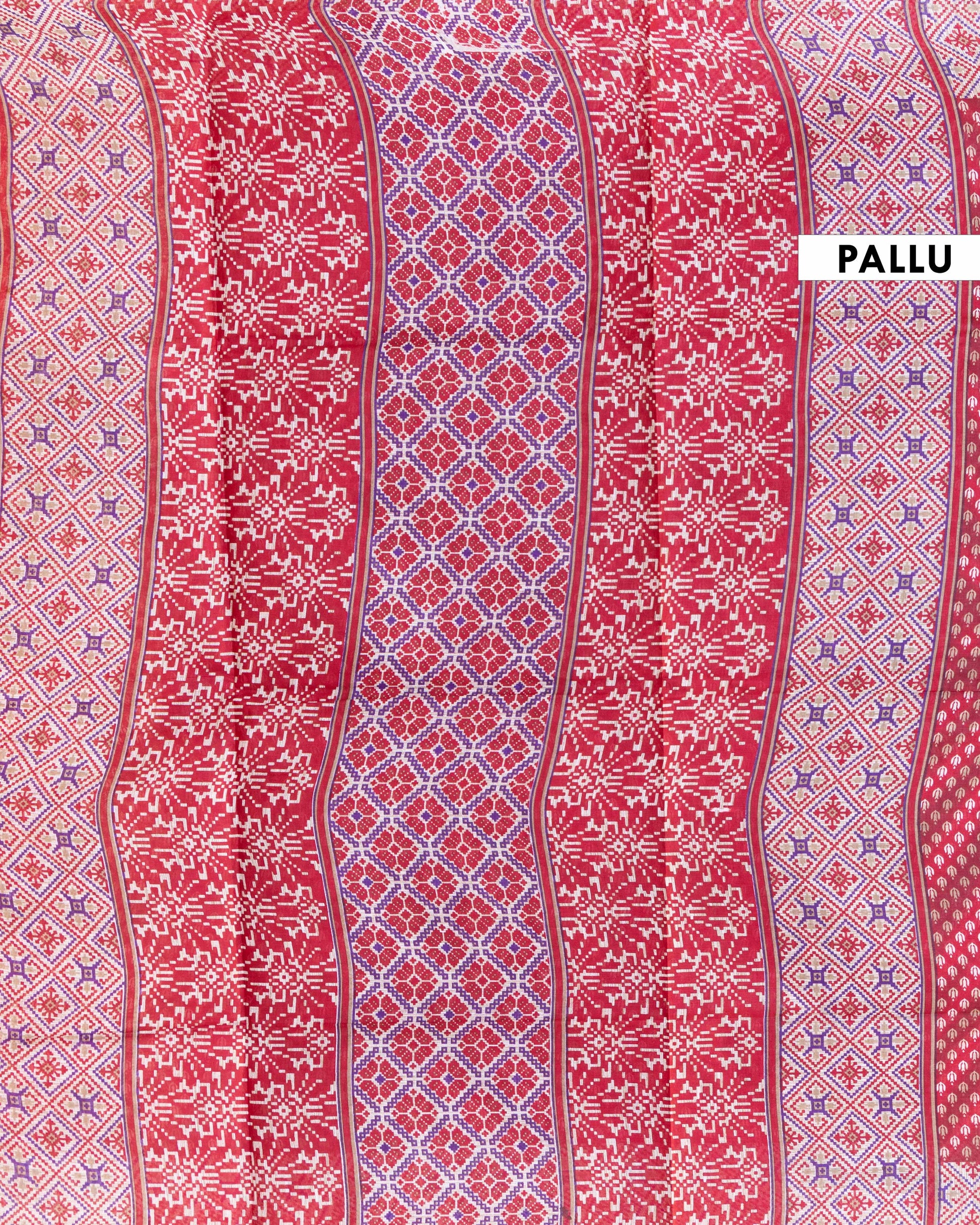 Traditional Voile Cotton Saree with Woven Buti and Detailed Border Design - Red