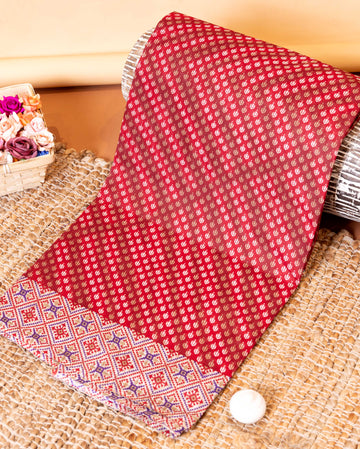 Traditional Voile Cotton Saree with Woven Buti and Detailed Border Design - Red