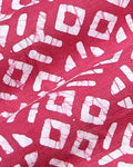 Traditional Women's Geometric Pattern Pattern 1 Meter Unstitched Blouse Material - Dark Pink