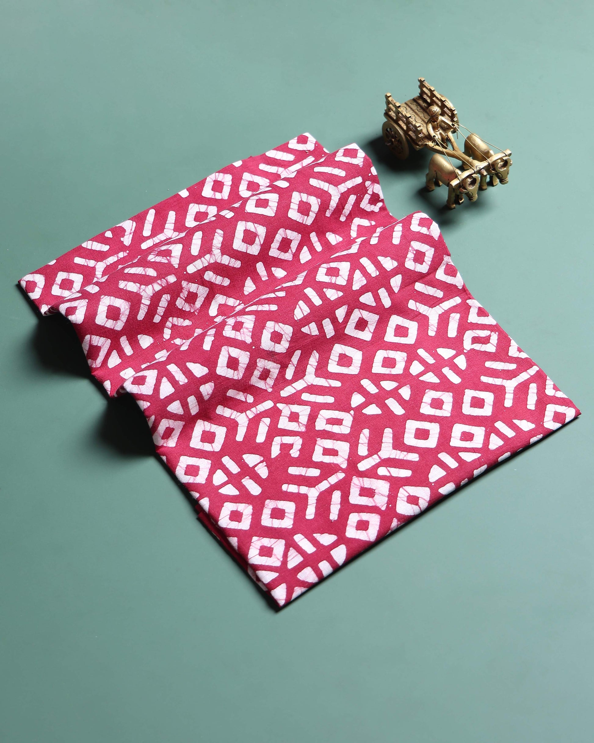 Traditional Women's Geometric Pattern Pattern 1 Meter Unstitched Blouse Material - Dark Pink