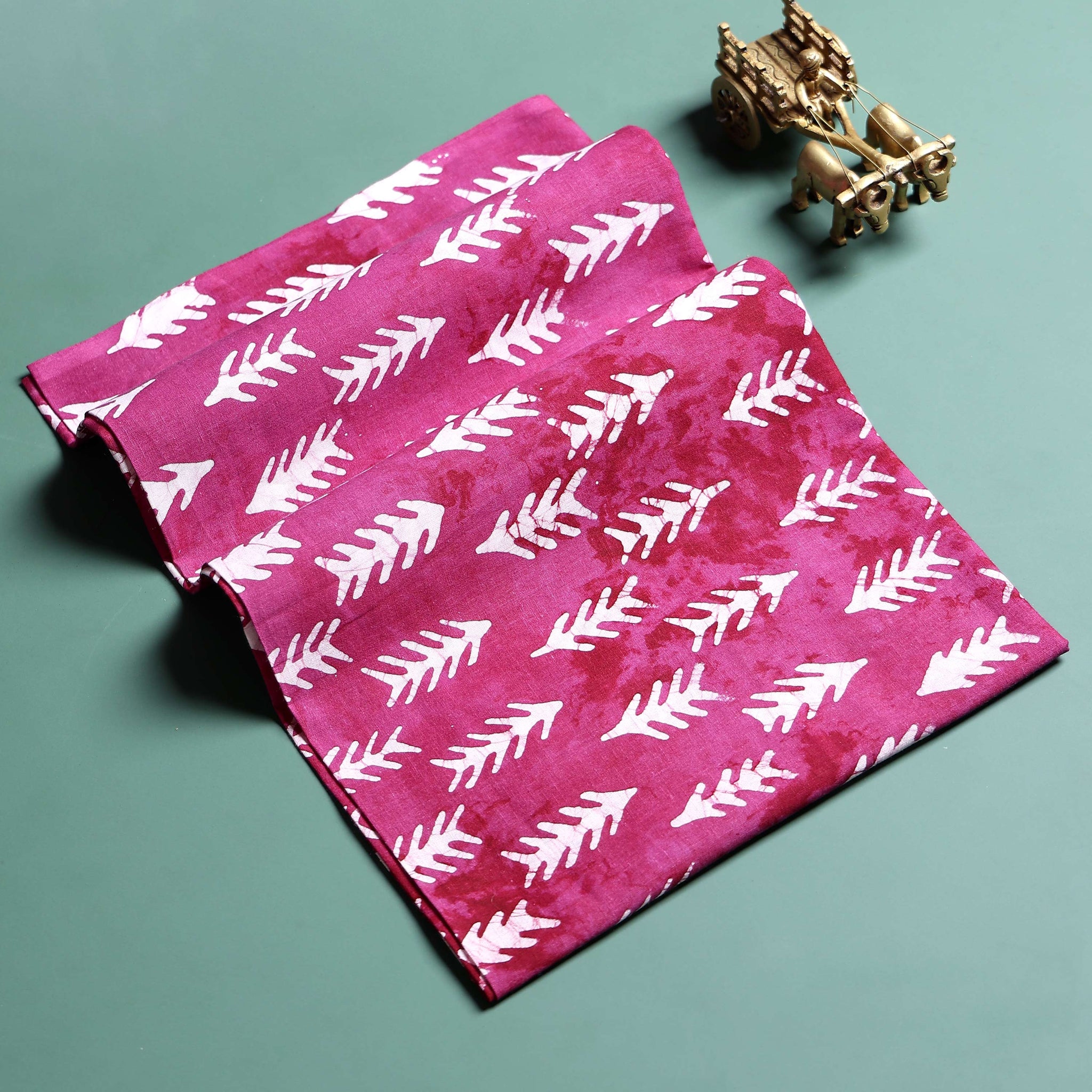 Traditional Women's Hand Block 1 Meter Unstitched Blouse Material - Pink