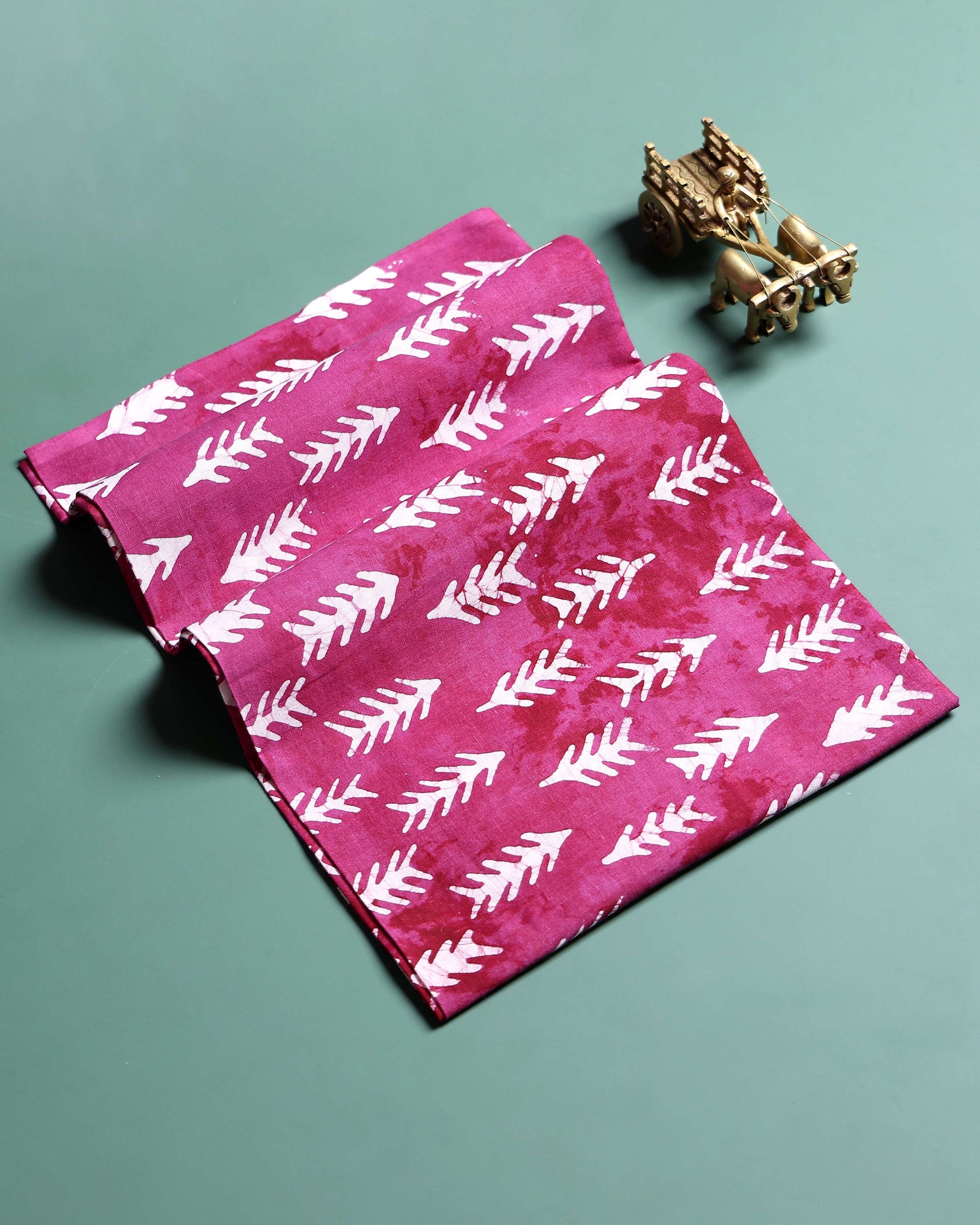 Traditional Women's Hand Block 1 Meter Unstitched Blouse Material - Pink