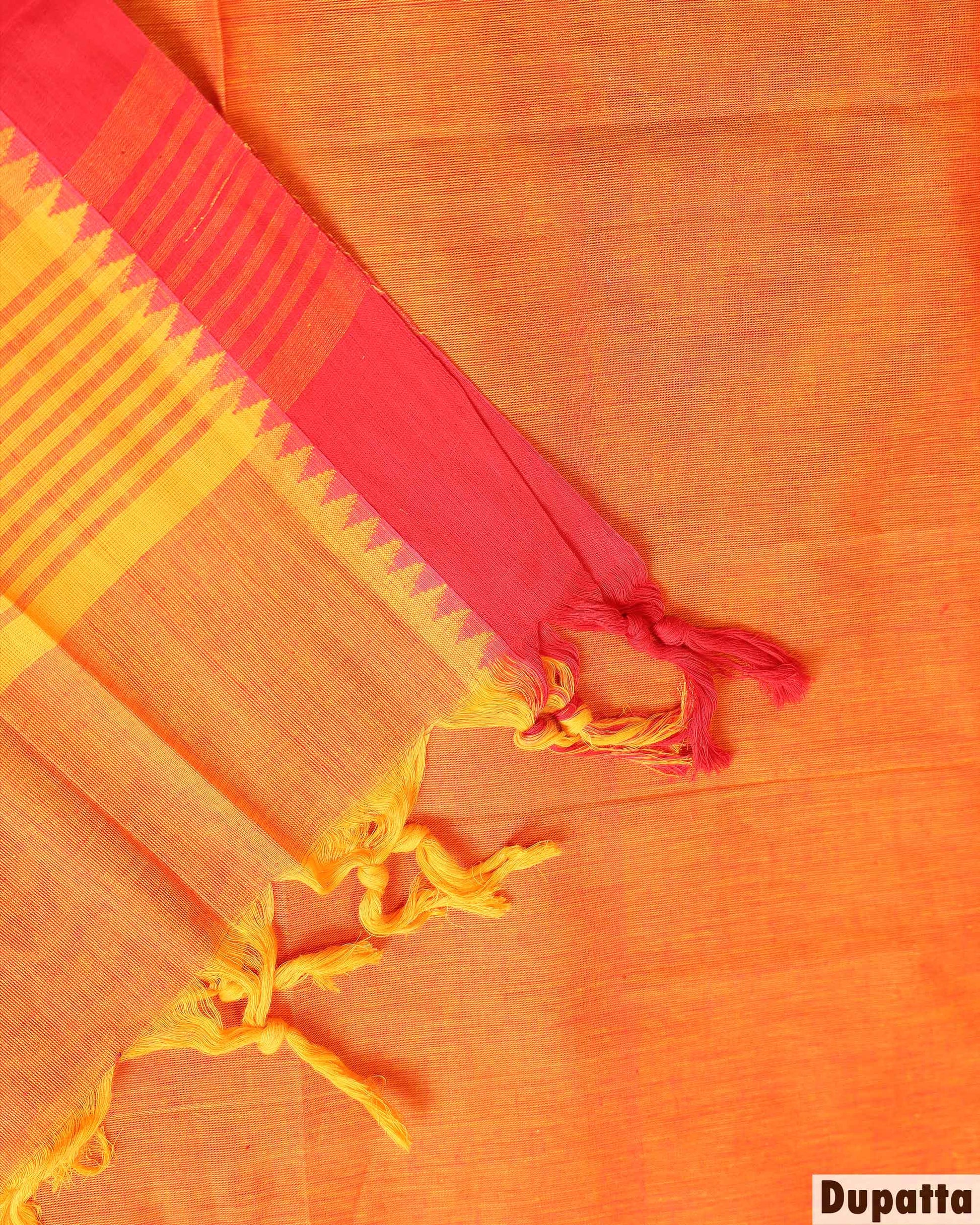 Traditional Women’s Unstitched Salwar Material Set with Dupatta 2.25 Mtr - Orange