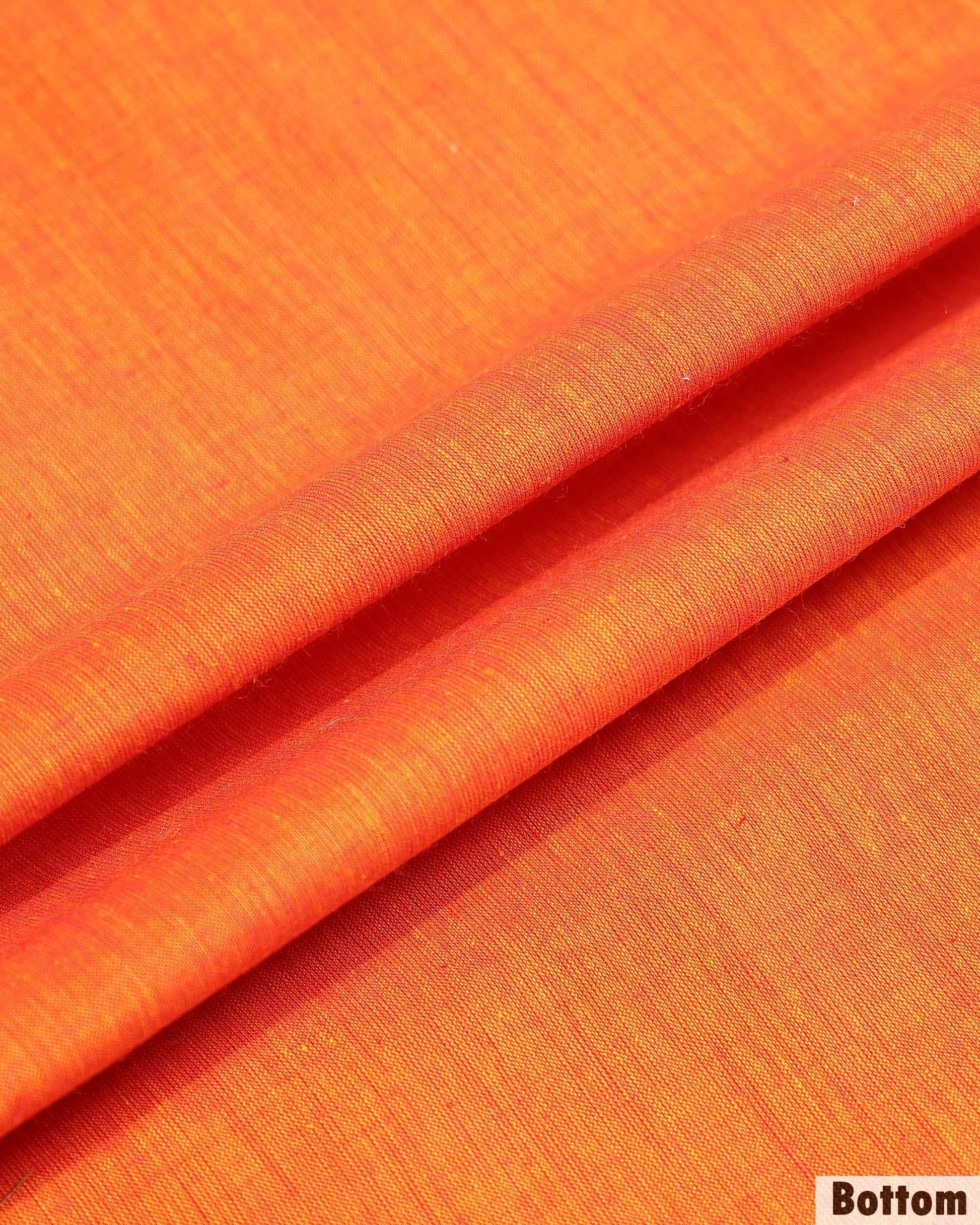 Traditional Women’s Unstitched Salwar Material Set with Solid Bottom 2 Mtr  - Orange