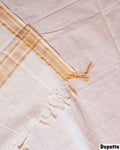 Traditional Women’s Unstitched Salwar Material Set with Solid Dupatta 2.25 mtr – Cream