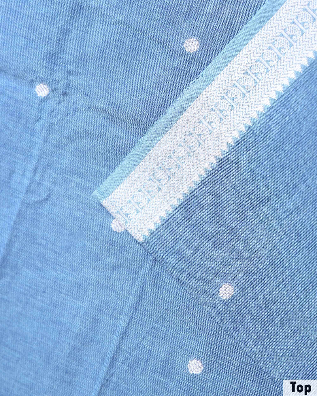 Traditional Women’s Unstitched Salwar Material Set with Woven Motif Top 2.5 Mtr, Solid Bottom 2 Mtr and 2.25 Mtr Dupatta with Contrast Border, Light Blue