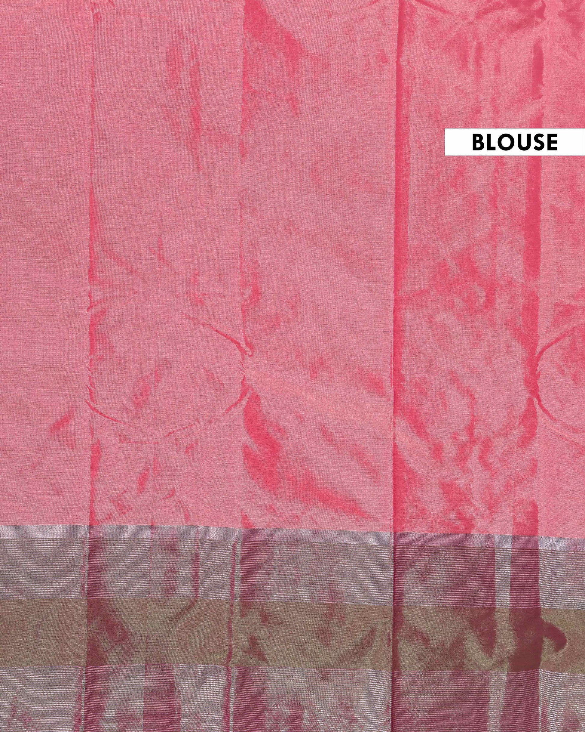 Traditional Zari Woven Soft Silk Saree with Striped Border - Pink