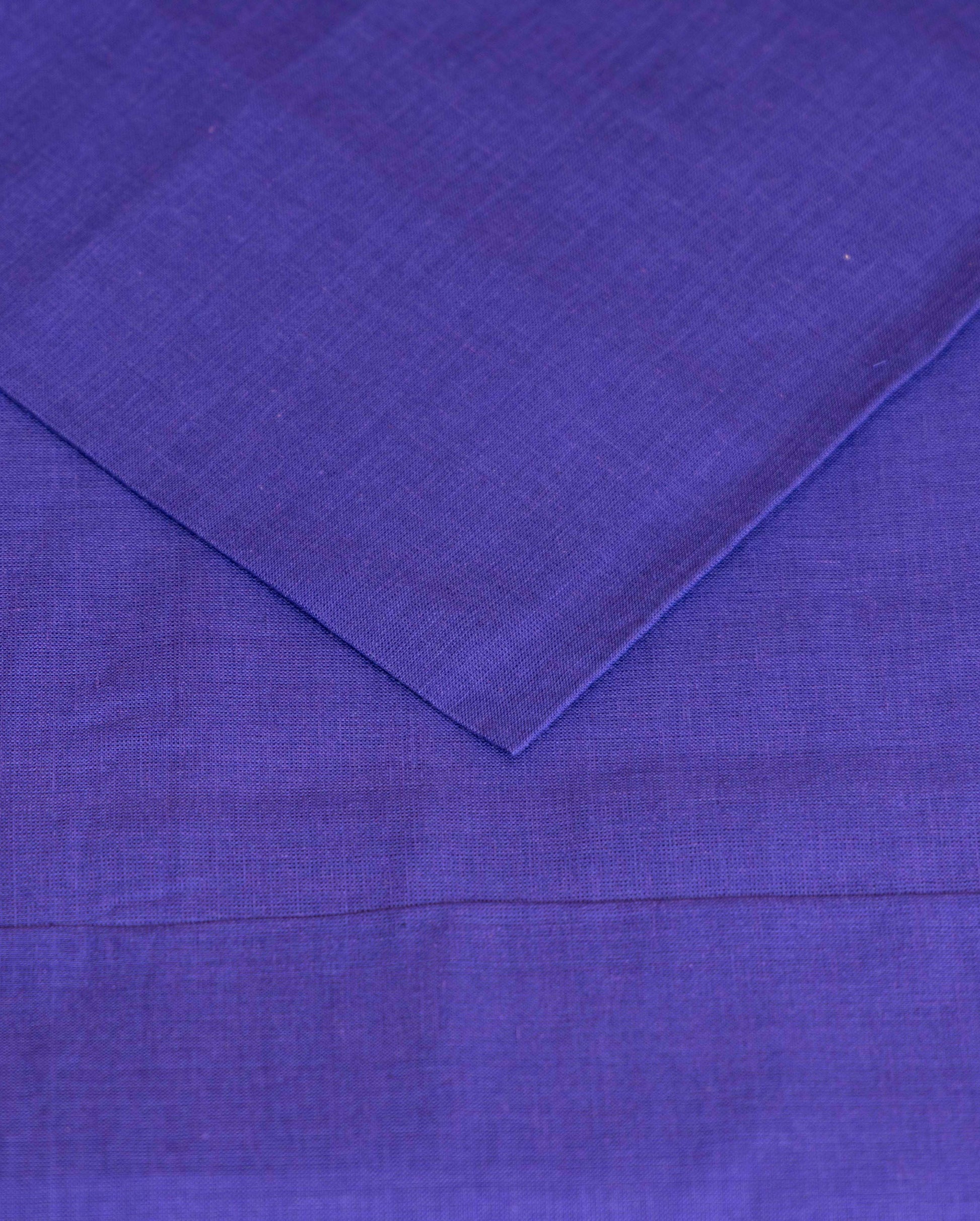 Women's Unstitched Handloom Cotton Salwar Suit Material with Woven Zari Border and Contrast Dupatta - Blue