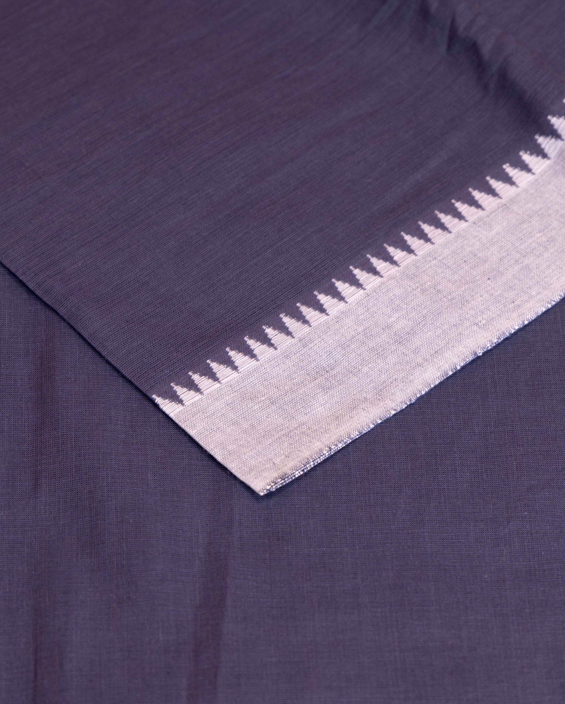 Women's Unstitched Handloom Cotton Salwar Suit Material with Woven Zari Border and Contrast Dupatta - Grey