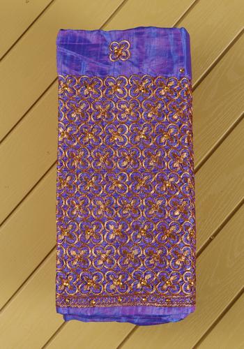 Violet Colour Embroidered Unstitched Blouse Material four
