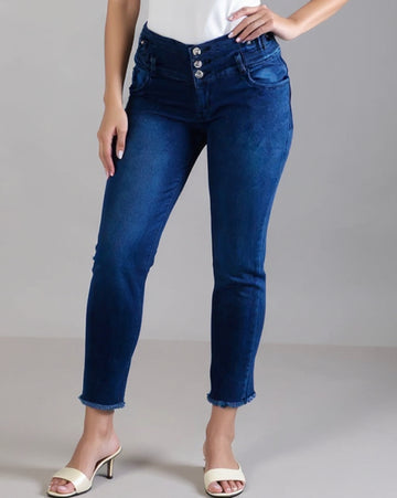 Women's Stretchable High-Waist Denim Jeans - Blue