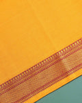 Traditional Women Cotton 1 Meter Blouse Material with Traditional Woven Zari Border - Yellow