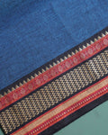 Handloom Women Cotton 1 Meter Blouse Material with Woven Traditional Border - Blue