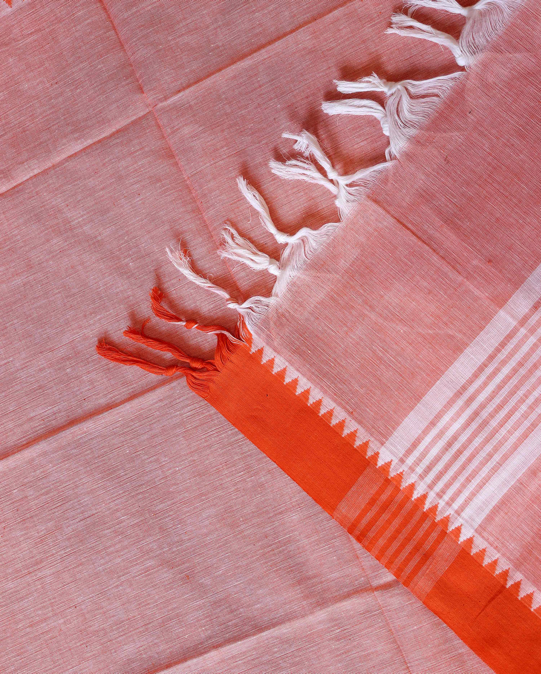 Women'sHandloom Cotton Unstitched Salwar Suit Material with Woven Zari Border & Matching Dupatta - Orange