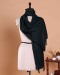 Elegant Women’s Designer Dupatta with Delicate Sequin Butta Embroidery, Dark Green