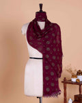 Elegant Women’s Dupatta with All Over Circular Sequin Butta Motifs with Delicate Embroidery & Tassel Border, Purple