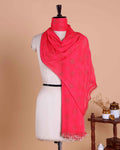 Elegant Women’s Dupatta with All Over Circular Sequin Butta Motifs with Delicate Embroidery & Tassel Border, Pink