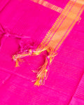 Women's Elegant Handloom Cotton Salwar Material with Traditional Zari Border - Pink