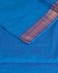 Women's Elegant Handloom Cotton Unstitched Dress Material with Zari Border - Blue