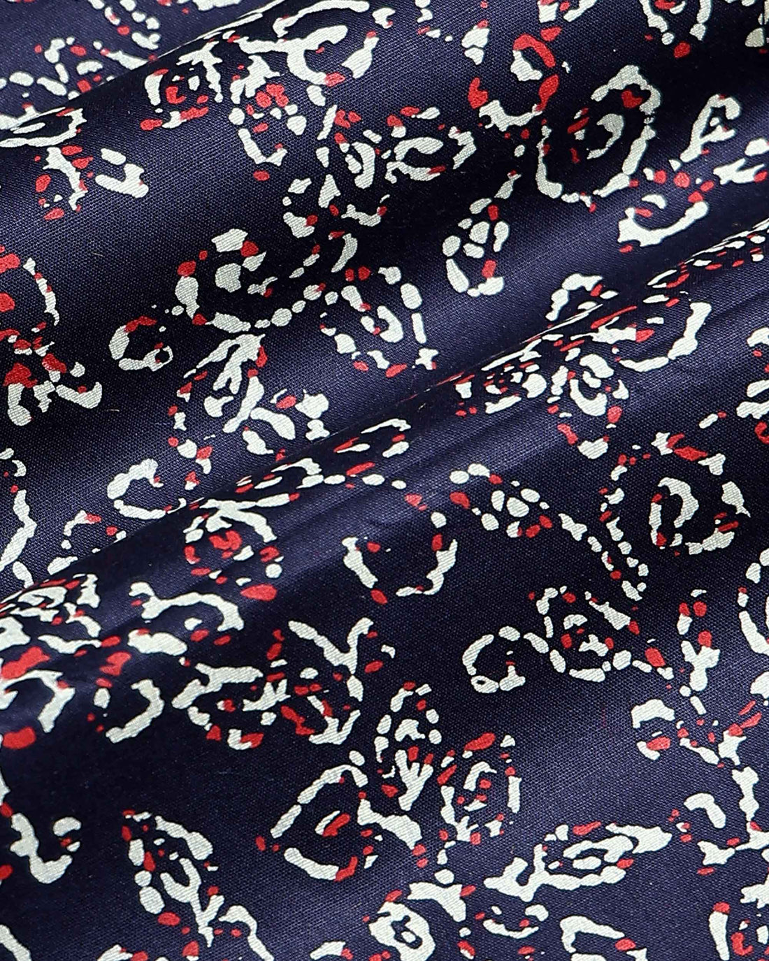 Women's Elegant Printed Women’s Blouse Material with Intricate All Over Pattern - Navy Blue