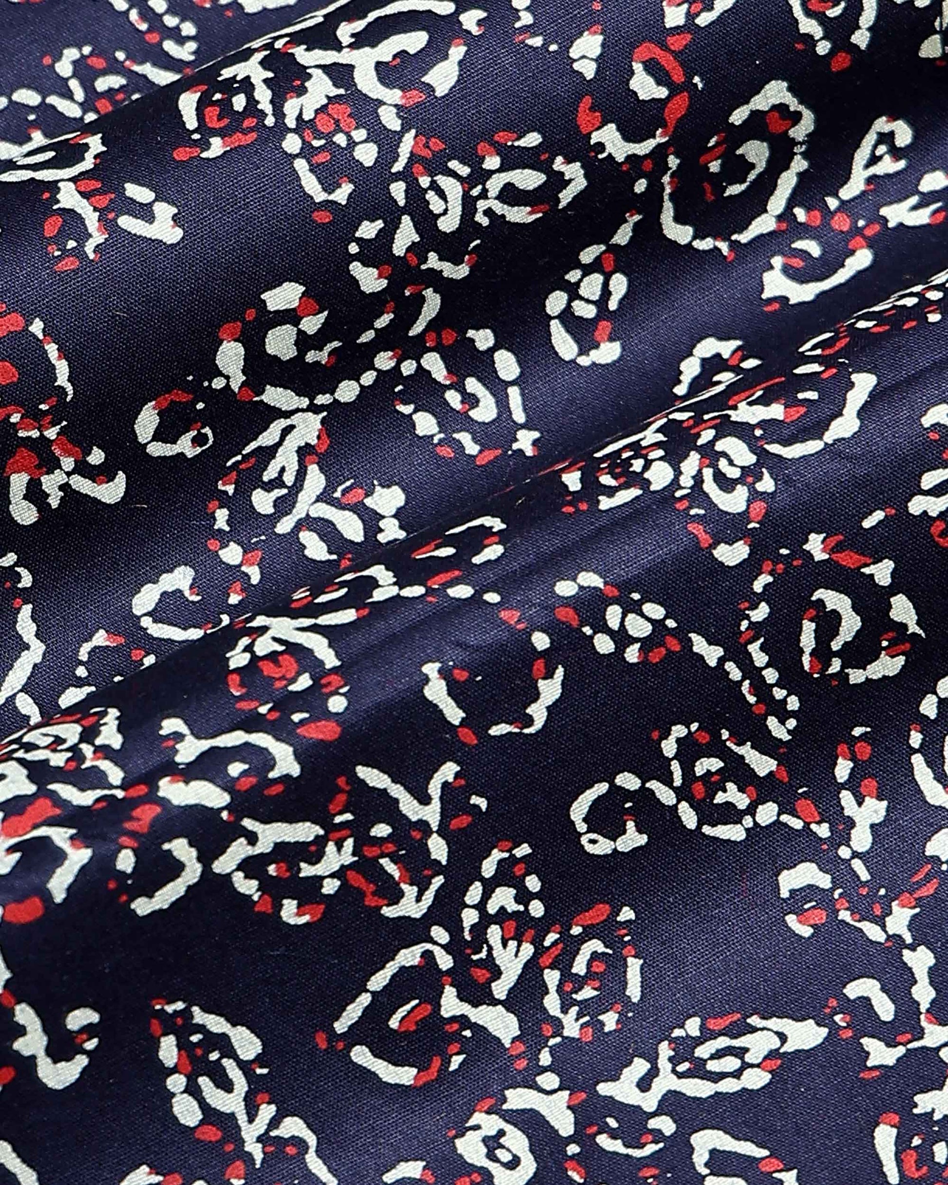 Women's Elegant Printed Women’s Blouse Material with Intricate All Over Pattern - Navy Blue
