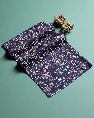 Women's Elegant Printed Women’s Blouse Material with Intricate All Over Pattern - Navy Blue