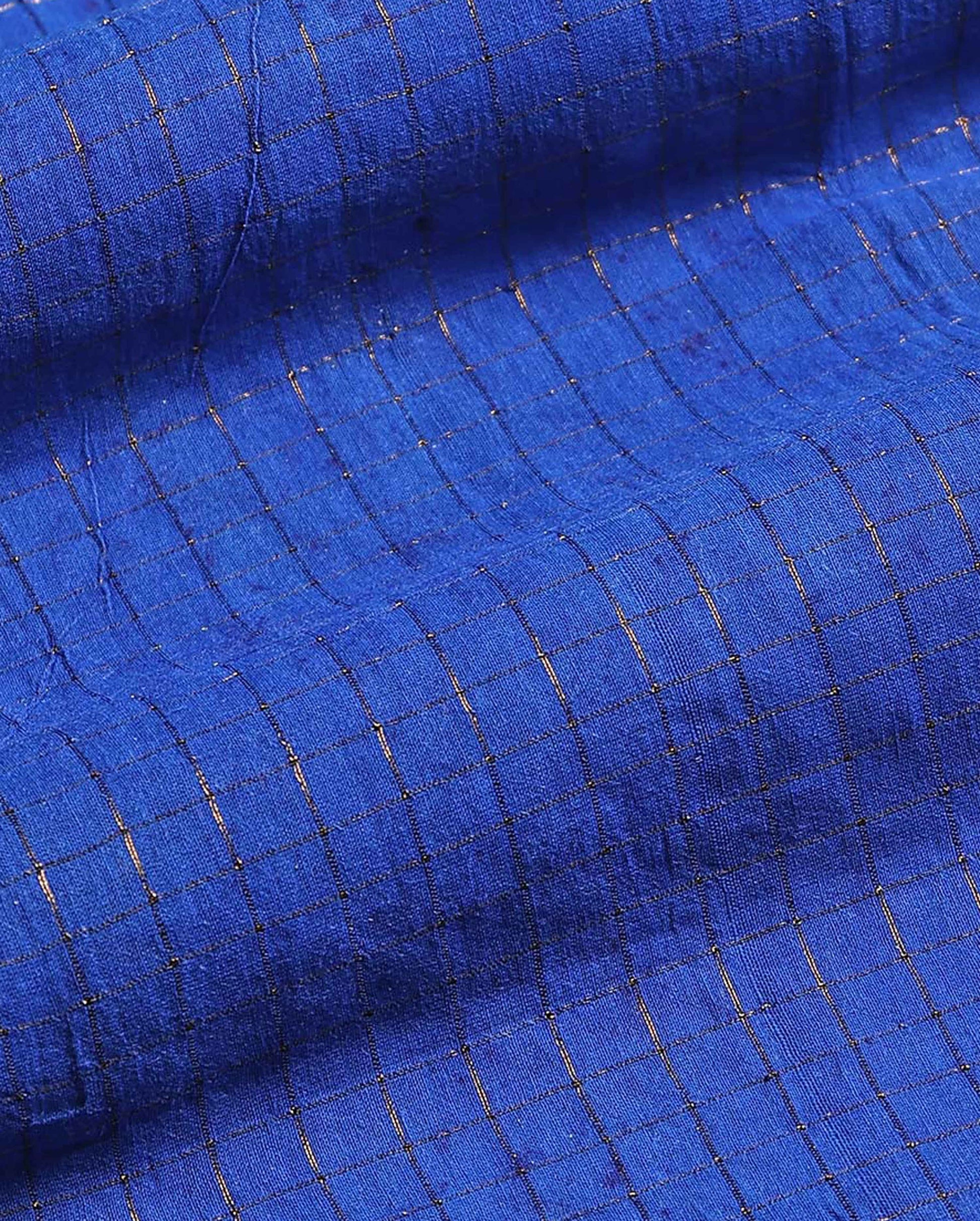 Women's Elegant Sungudi Cotton 1 Meter Blouse Material with Zari Accents - Blue