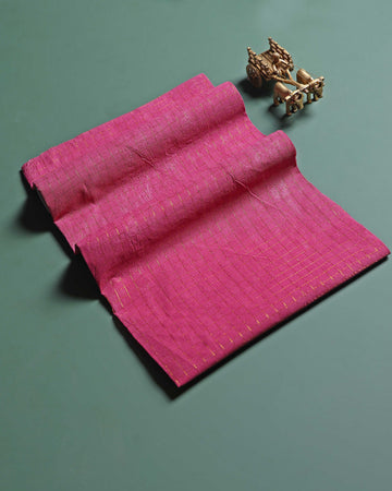 Women's Elegant Sungudi Cotton 1 Meter Blouse Material with Zari Accents - Pink