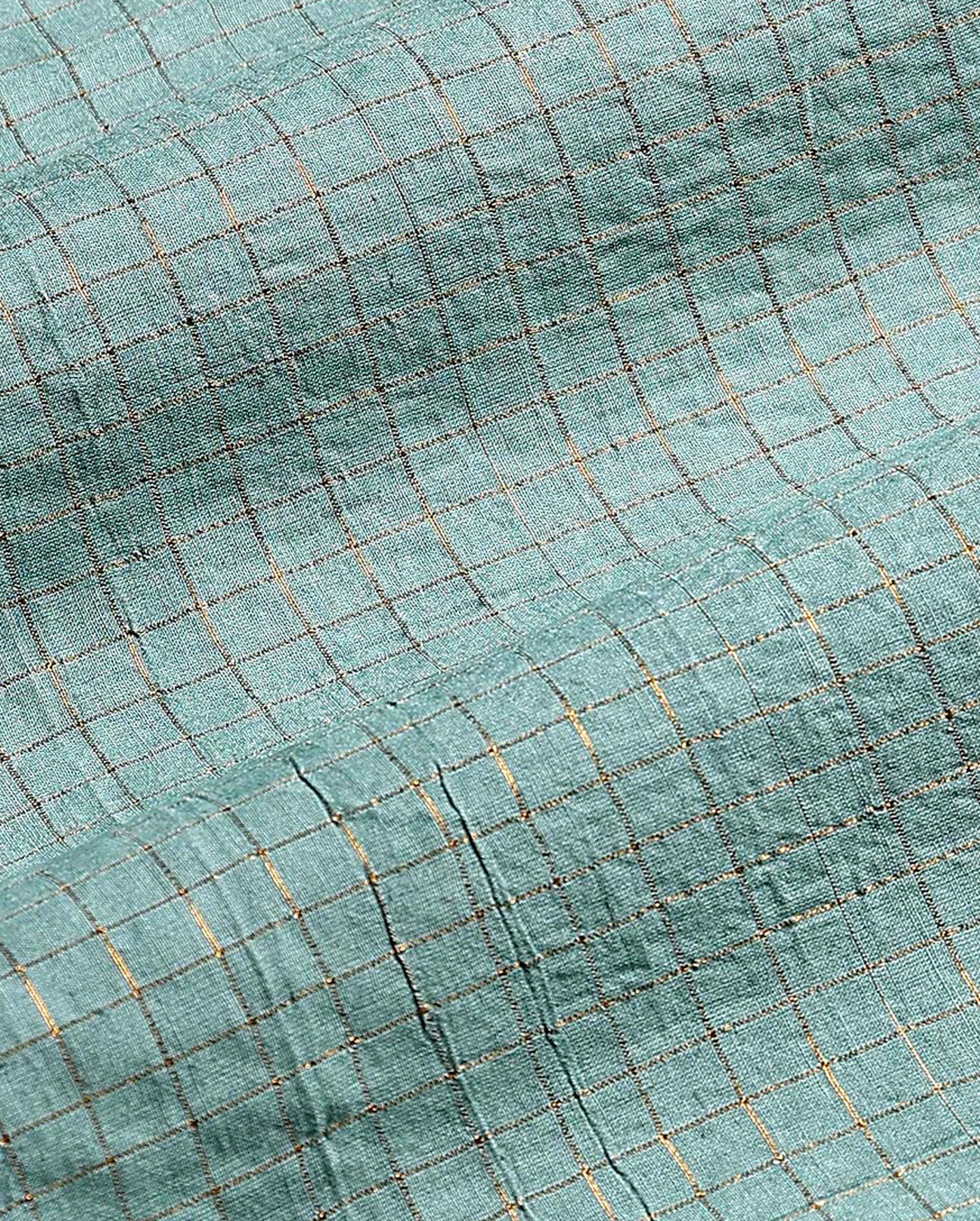 Women's Elegant Sungudi Cotton 1 Meter Blouse Material with Zari Accents - Pista Green