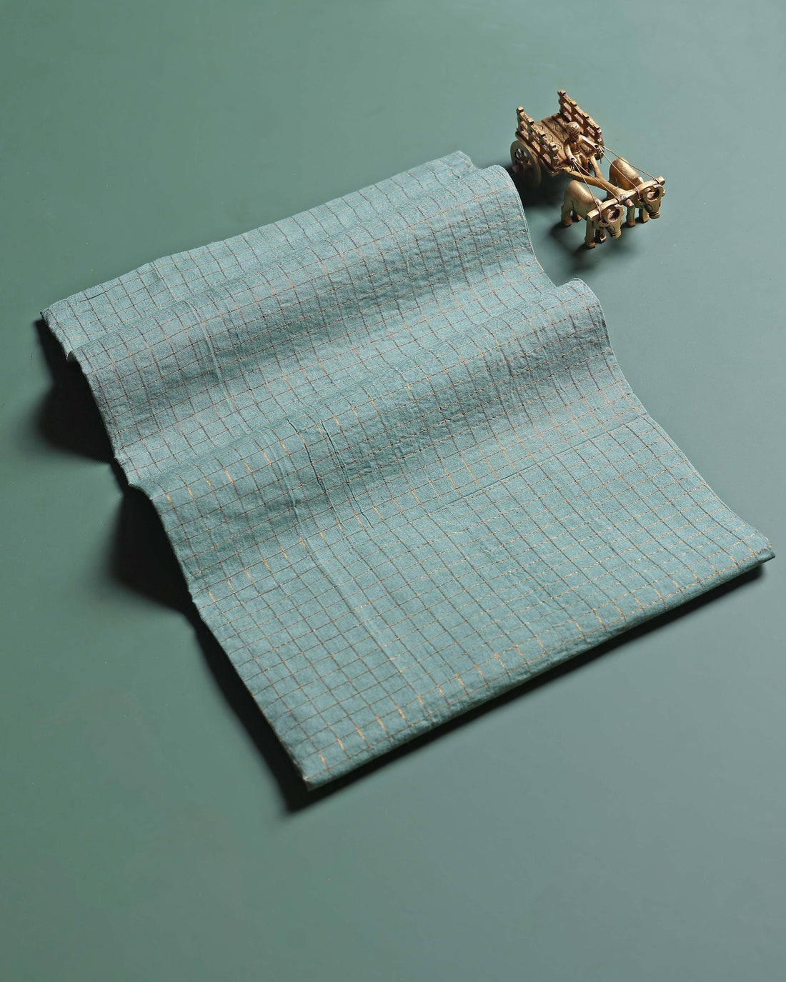 Women's Elegant Sungudi Cotton 1 Meter Blouse Material with Zari Accents - Pista Green