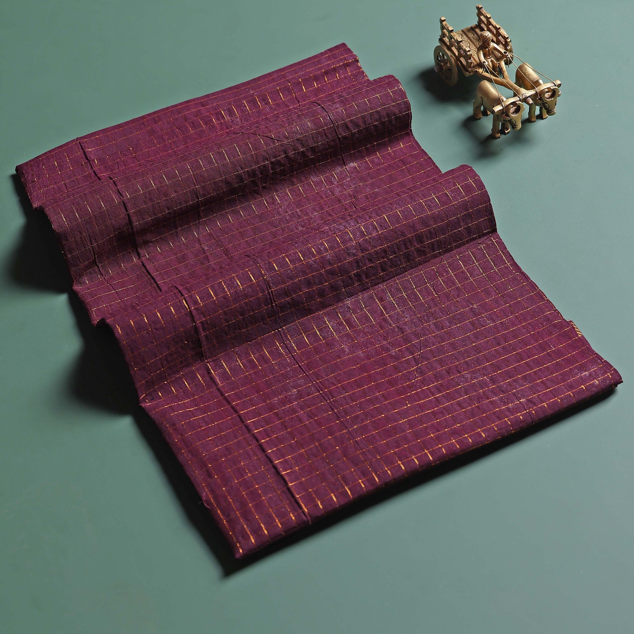 Women's Elegant Sungudi Cotton 1 Meter Blouse Material with Zari Accents - Purple