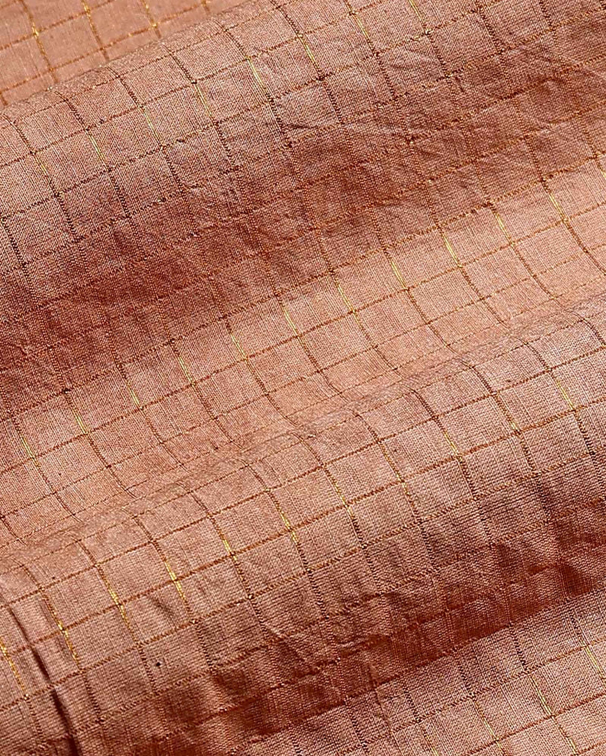 Women's Elegant Sungudi Cotton 1 Meter Blouse Material with Zari Accents - Sandal