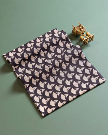 Women's Elegant Wave Motif Print Blouse Material - Black