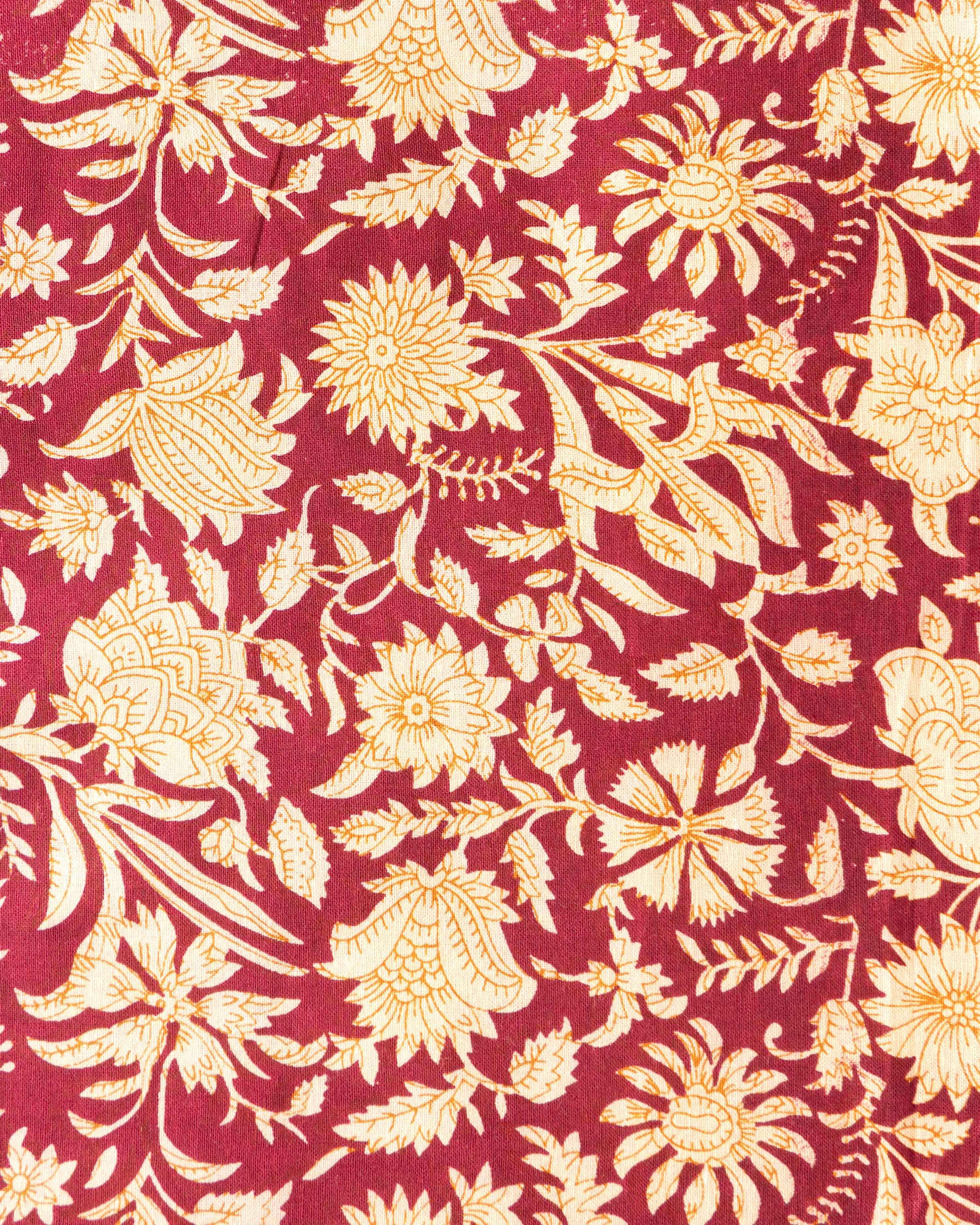 Women's Ethnic Hand Blocked Floral Motif Blouse Material - Maroon