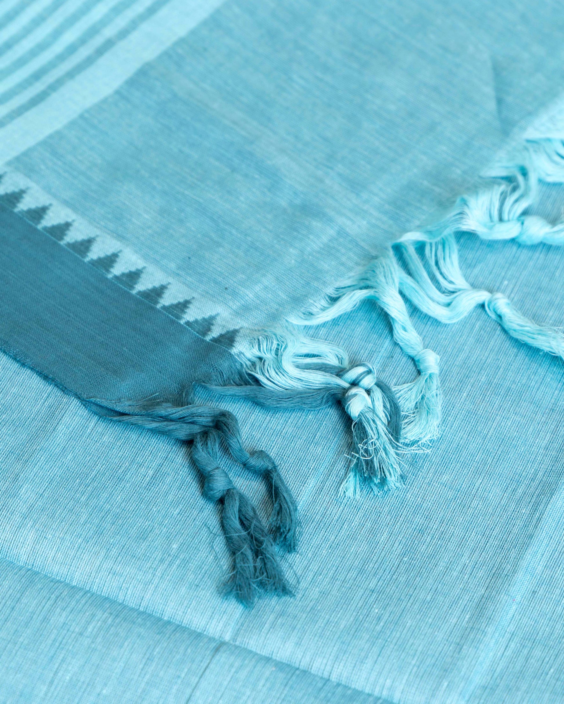 Women's Ethnic Handwoven Cotton Salwar Material with Dotted Butti and Geometric Border - Teal