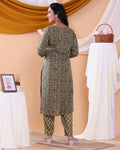 Elegant Women's Floral Printed Design Readymade Salwar Set - Green