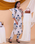Women's Floral Printed Readymade Salwar Suit with Stylish Design and Comfortable Fit - Off White