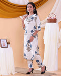 Women's Floral Printed Readymade Salwar Suit with Stylish Design and Comfortable Fit - Off White