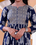 Women's Floral Printed Readymade Salwar Suit with Stylish Design and Comfortable Fit - Navy Blue