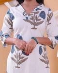 Women's Floral Printed Readymade Salwar Suit with Stylish Design and Comfortable Fit - Off White-Close