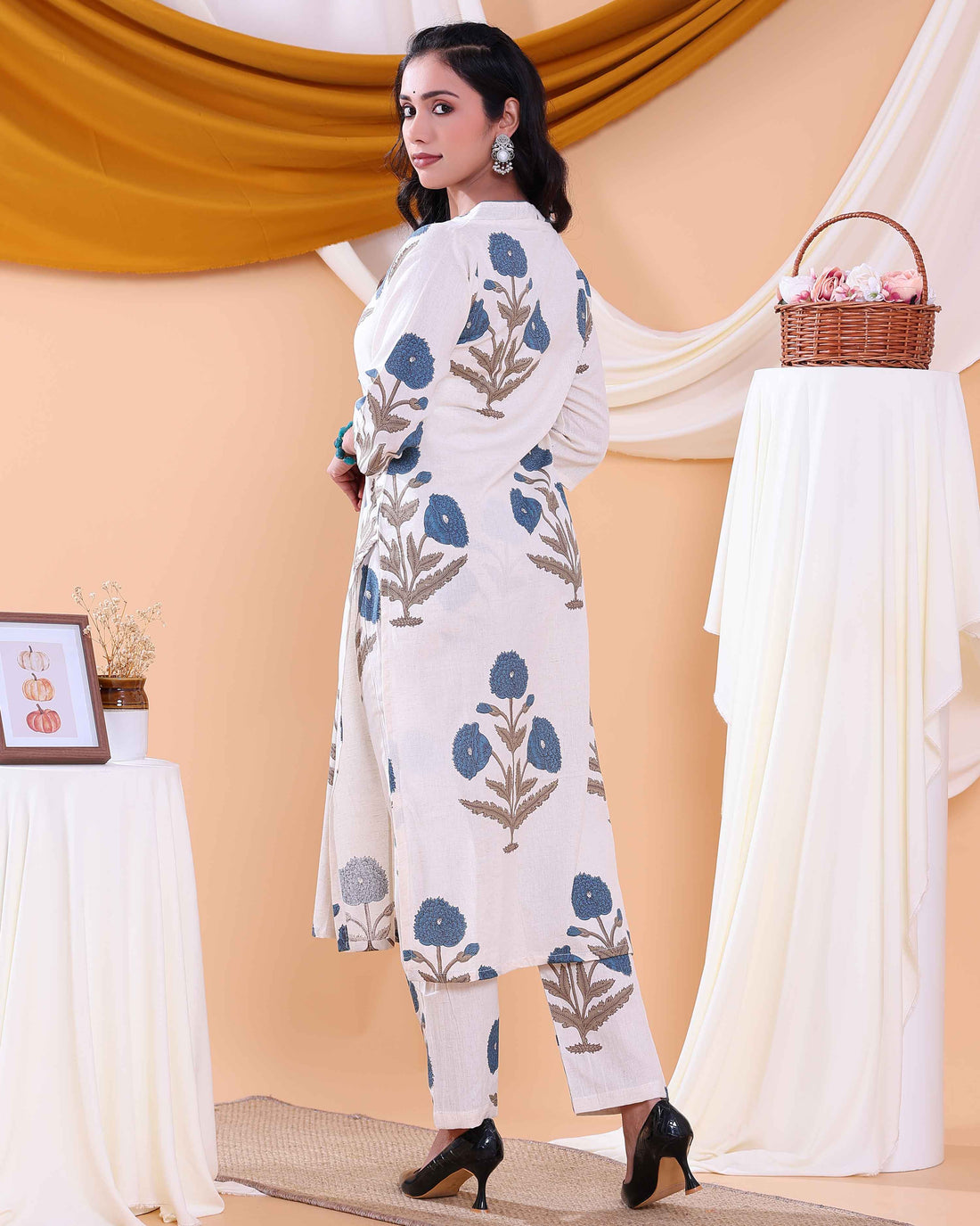 Women's Floral Printed Readymade Salwar Suit with Stylish Design and Comfortable Fit - Off White