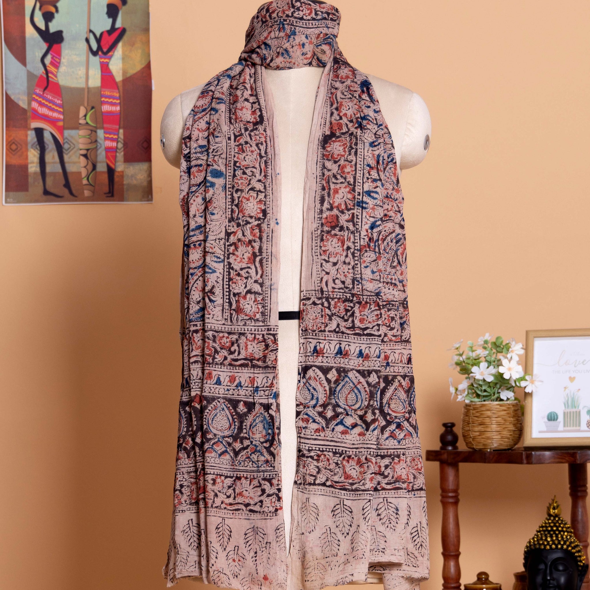 Women's Floral and Paisley Patterned Dupatta with Intricate Borders - Multi