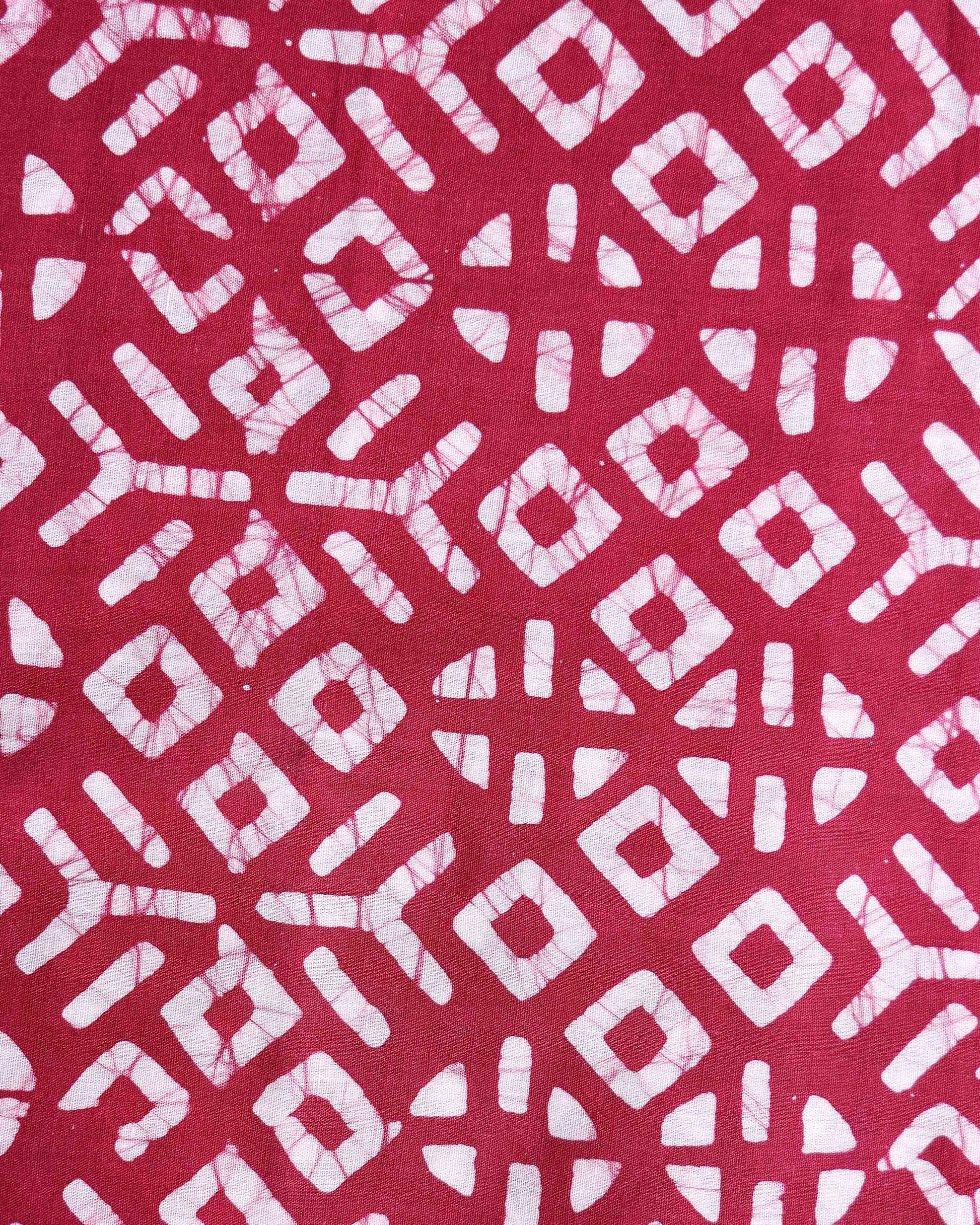 Traditional Women's Geometric Pattern Pattern 1 Meter Unstitched Blouse Material - Dark Pink