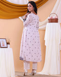 Stylish Women's Geometric Printed Anarkali Kurta Set with Dupatta - Sandal