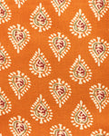 Women's Hand Block Printed Cotton Blouse Fabric with Traditional Motifs - Orange